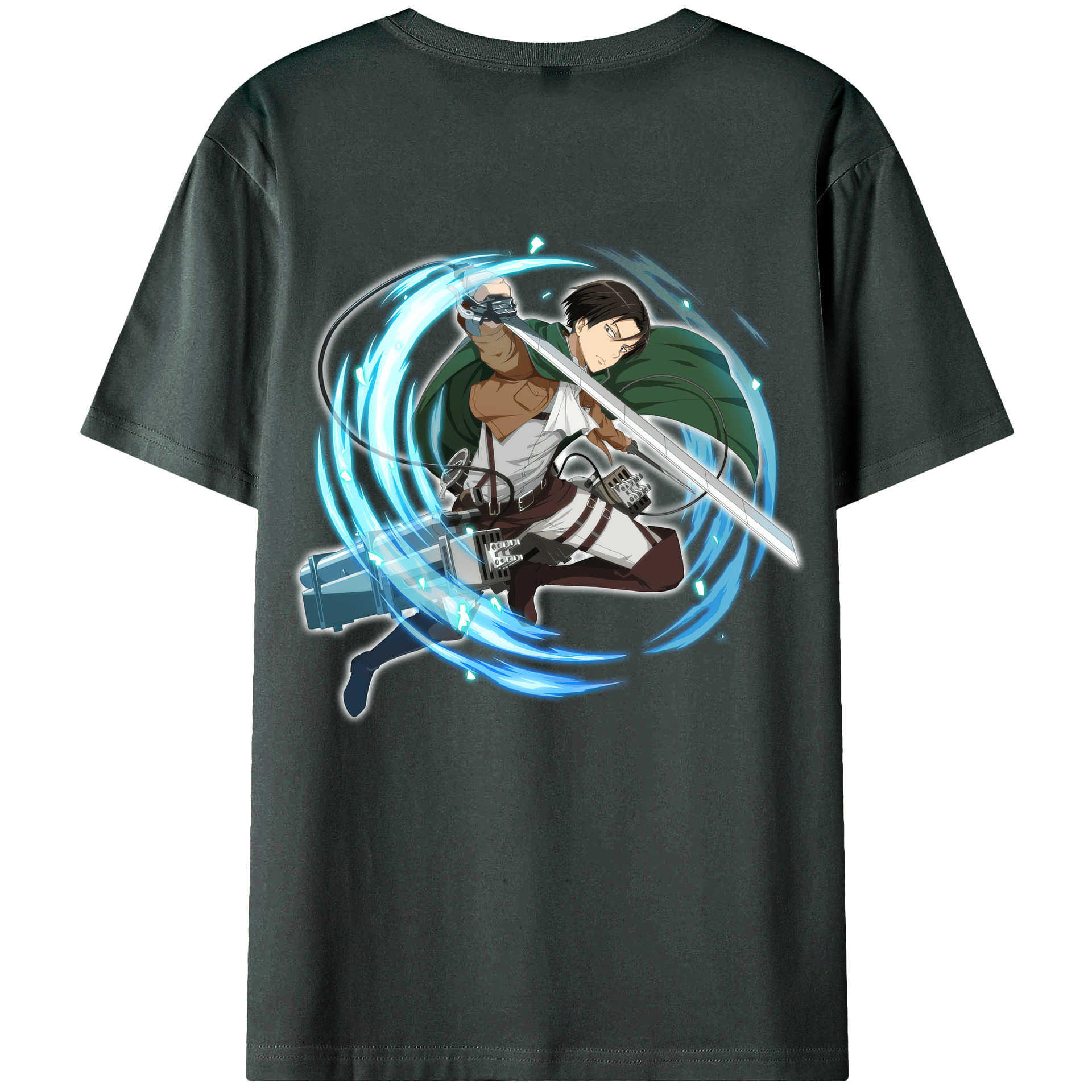 （画像用） 進撃の巨人 リヴァイ·アッカーマン Attack on Titan Levi Ackerman 綿100％ メンズ半袖Tシャツ（バックプリント） 通気性